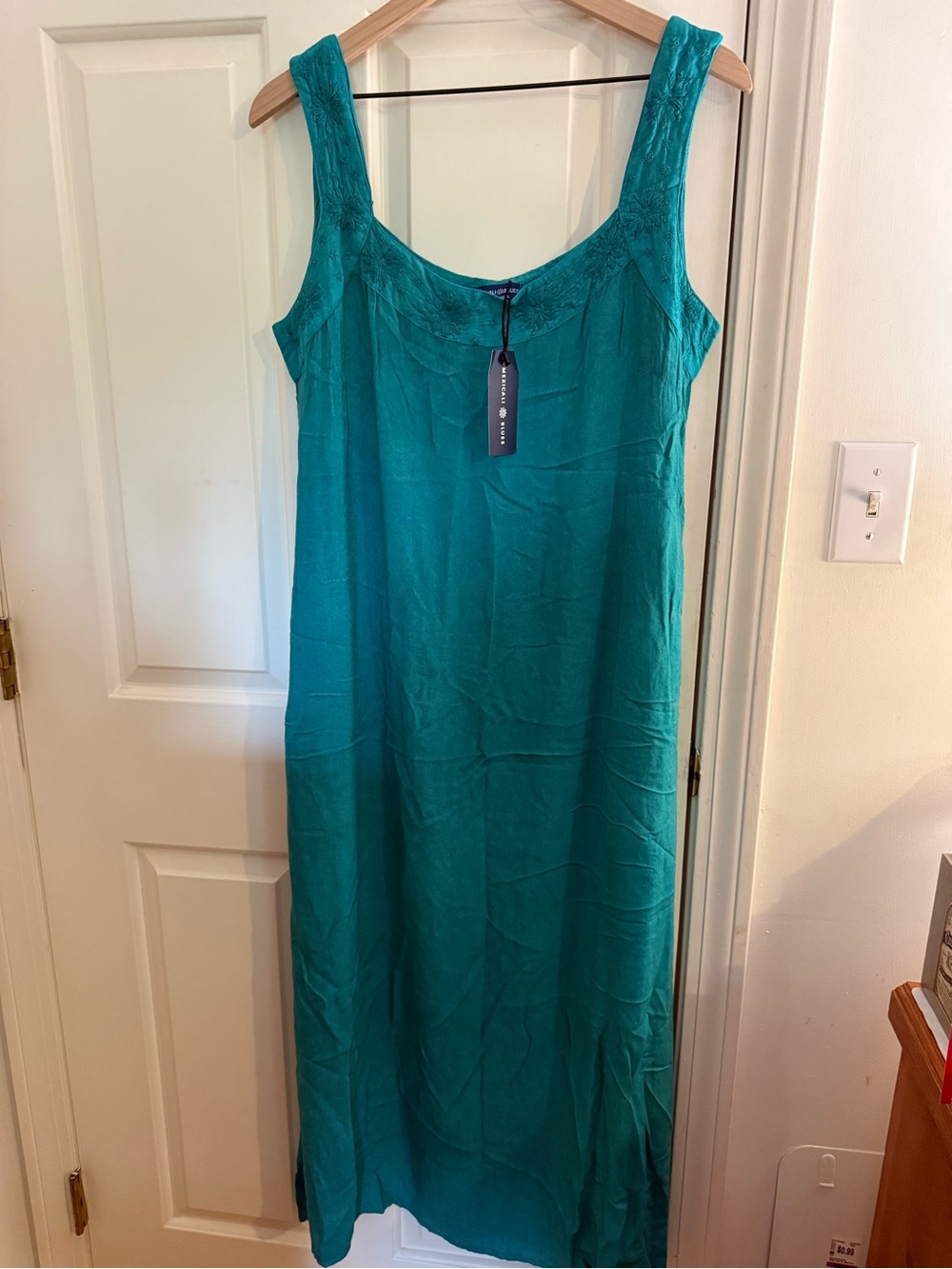 Sleeveless Teal Midi Dress with Scoop Neck - Unbranded
